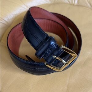 Bragano Men's Black/brown Leather Belt with Gold Buckle